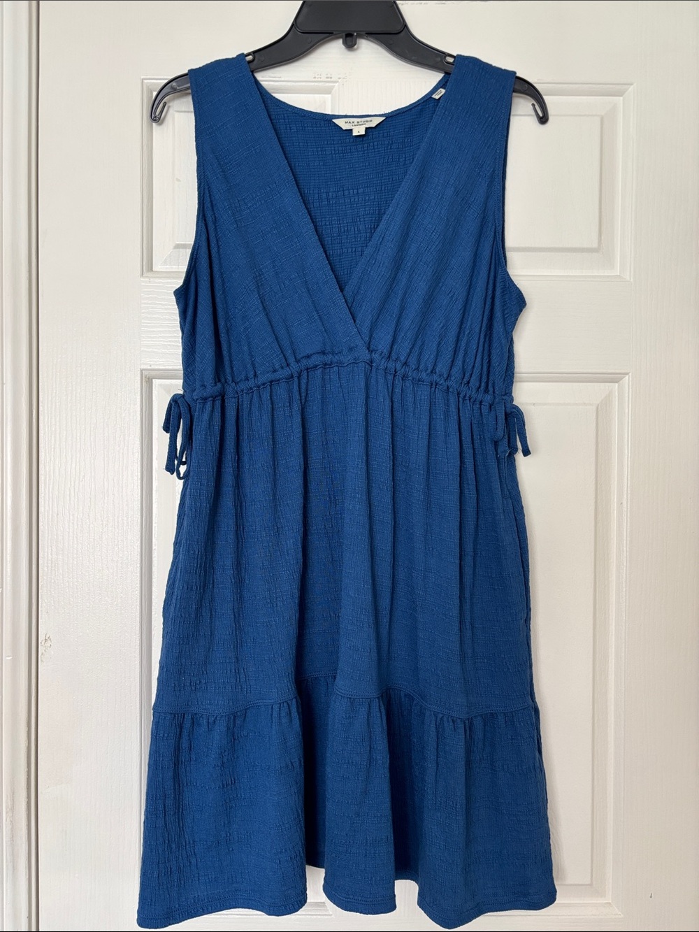 Max Studio Blue Textured Sleeveless Dress